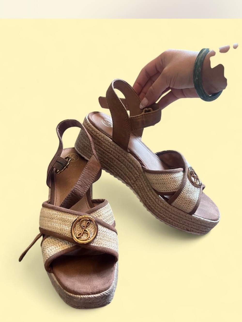 Braided Espadrille Platform Slingbacks in Tan